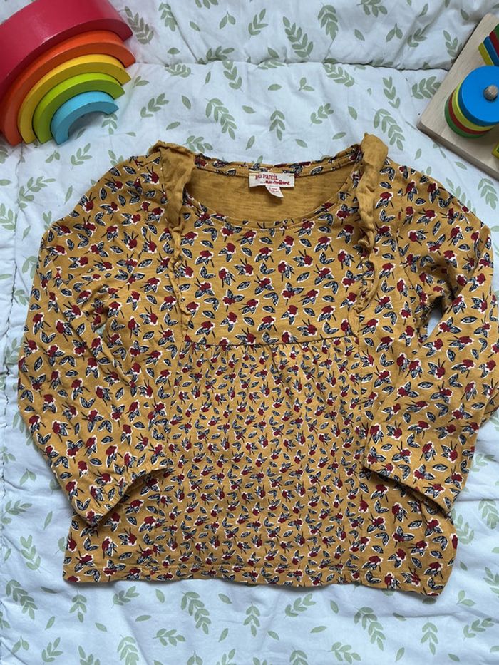 teeshirt manches longues moutarde à motifs 4 ans du pareil au même - photo numéro 3