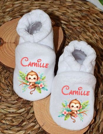 Chaussons bébé personnalisé SINGERIE