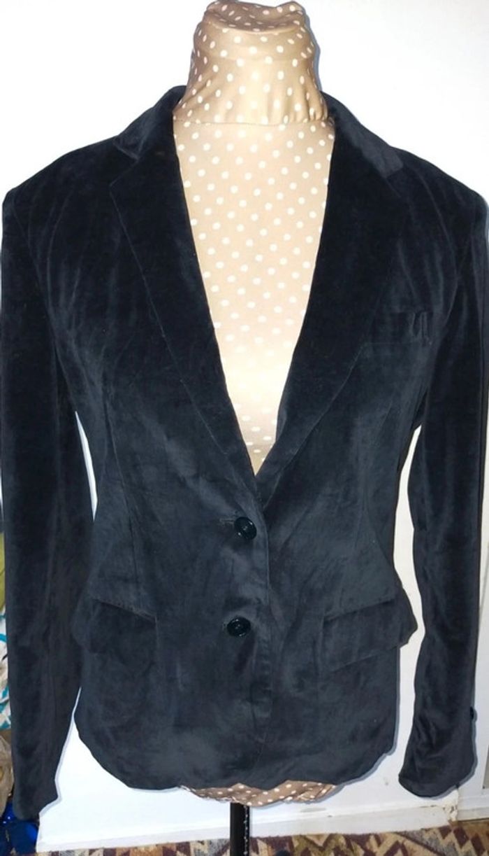Veste femme noire vintage Grand Tier en coton, taille M, excellent état - photo numéro 2