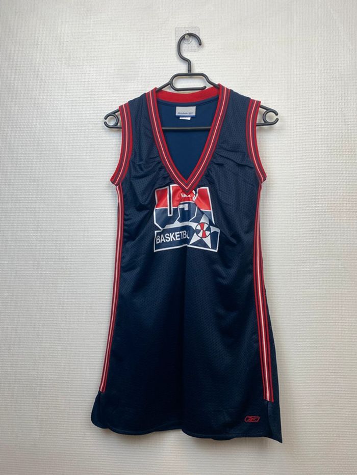 Maillot basket USA Reebok vintage femme bleu Marine M (311)