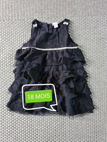 Robe mi longue noire avec volants - 18 mois