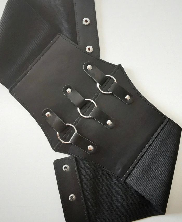A36 ceinture gaine corset vintage rétro ajustable noire - photo numéro 3