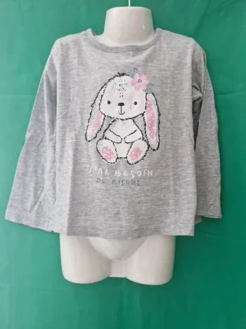 T-shirt manches longues motif lapin 6 ans Tissaia