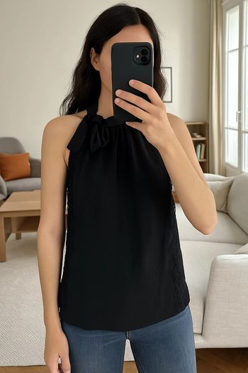 Haut noir sans manches Kookaï – 100% soie – Taille 36