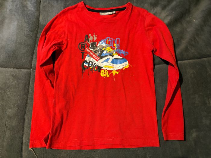 T-shirt manches longues rouge eldys basket 8 ans