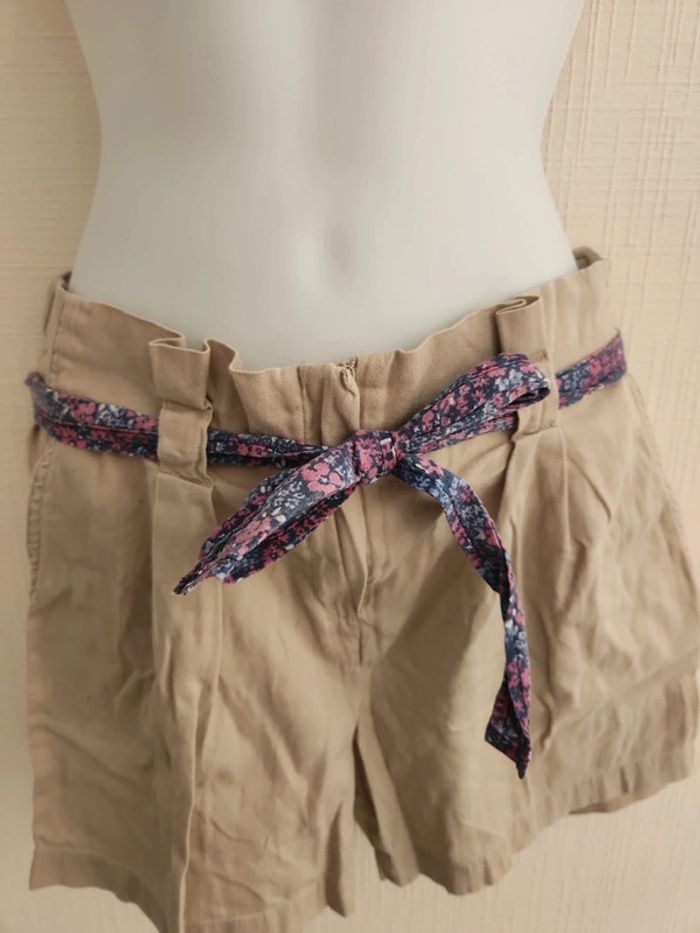 Short beige ceinture fleuri Orchestra 12 ans taille réglable - photo numéro 3