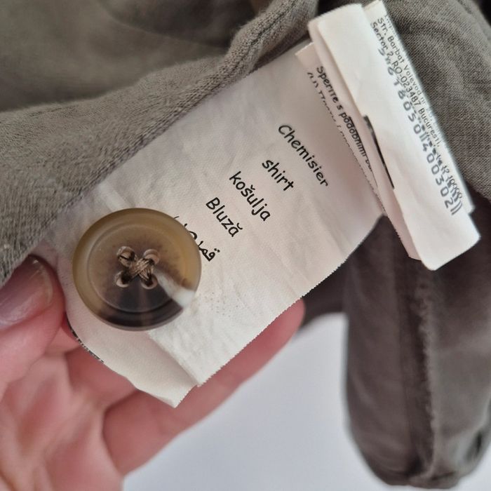 Chemise à manches courtes unie lin kaki - Pimkie- Taille L : 40 - 42 - photo numéro 6