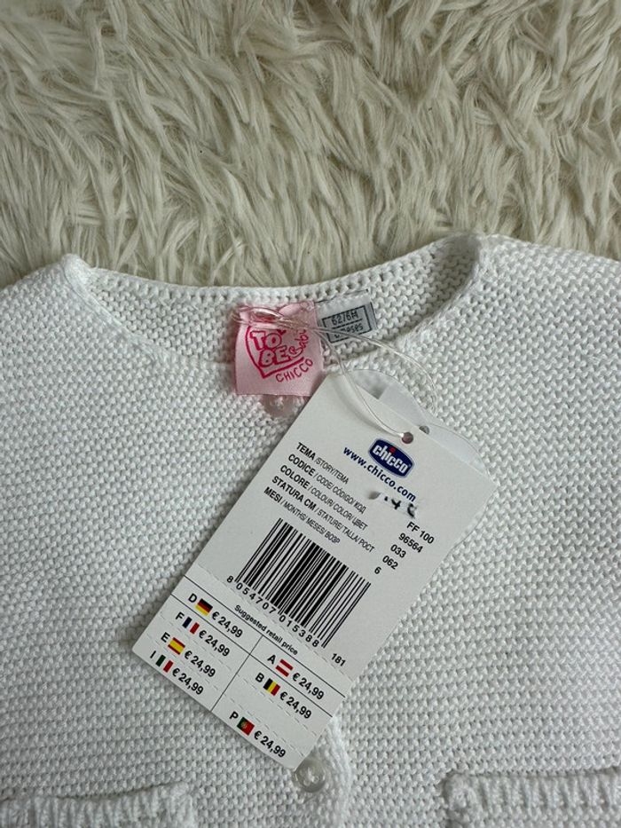 🧸 Gilet blanc en tricot Chicco – Taille 6 mois - photo numéro 2