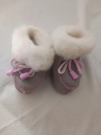 Chaussons fourrés en cuir 6-9 Mois