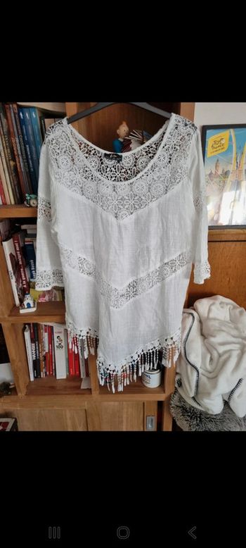 Tunique le Blanc du Nil coton et dentelle T 4
