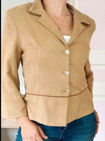 Veste  blazer  -  Suédine -  Sépia Vintage  -  Made in  France 38 actuel  -  Parfait  État