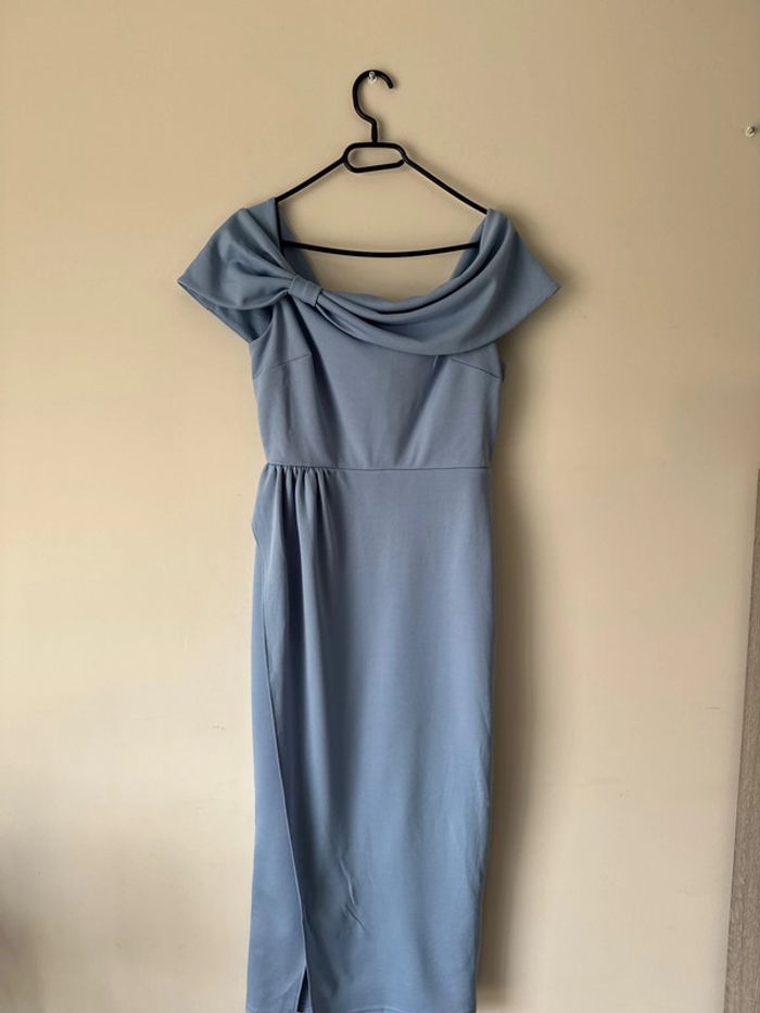👗Magnifique robe de soirée ou sortie bleu- shell - neuf sans étiquette- taille40