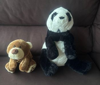 🐻 Lot de 2 peluches très douces 🐼