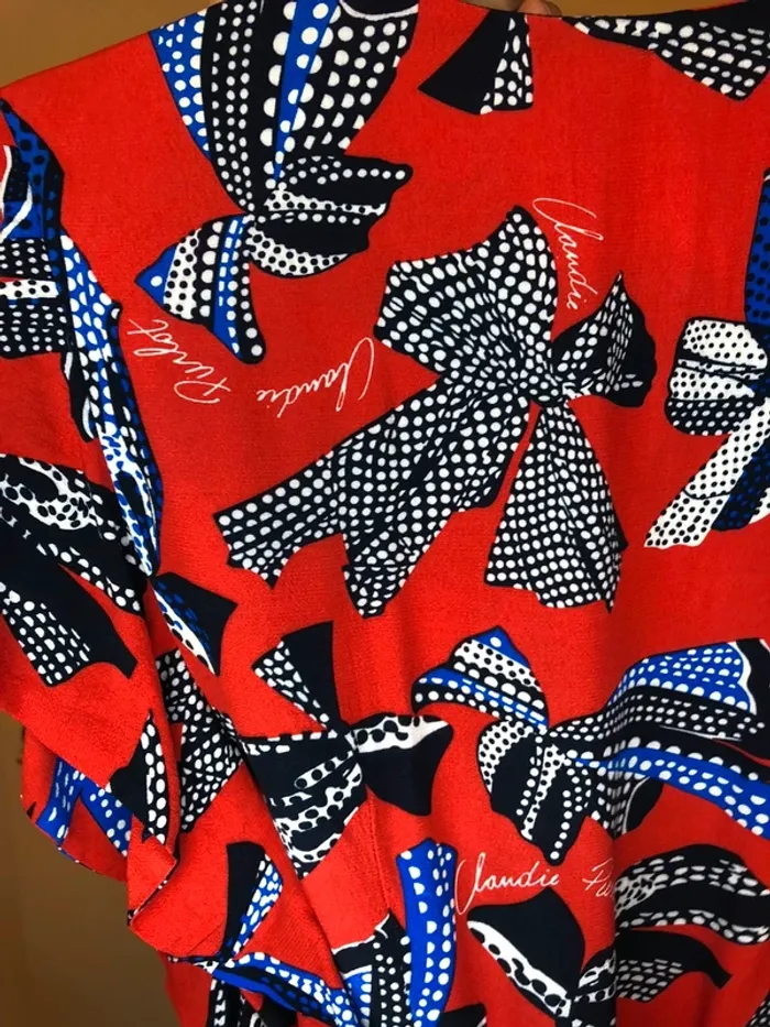 Robe à volants rouges à motifs noeuds Claudie Pierlot taille 38 - photo numéro 5