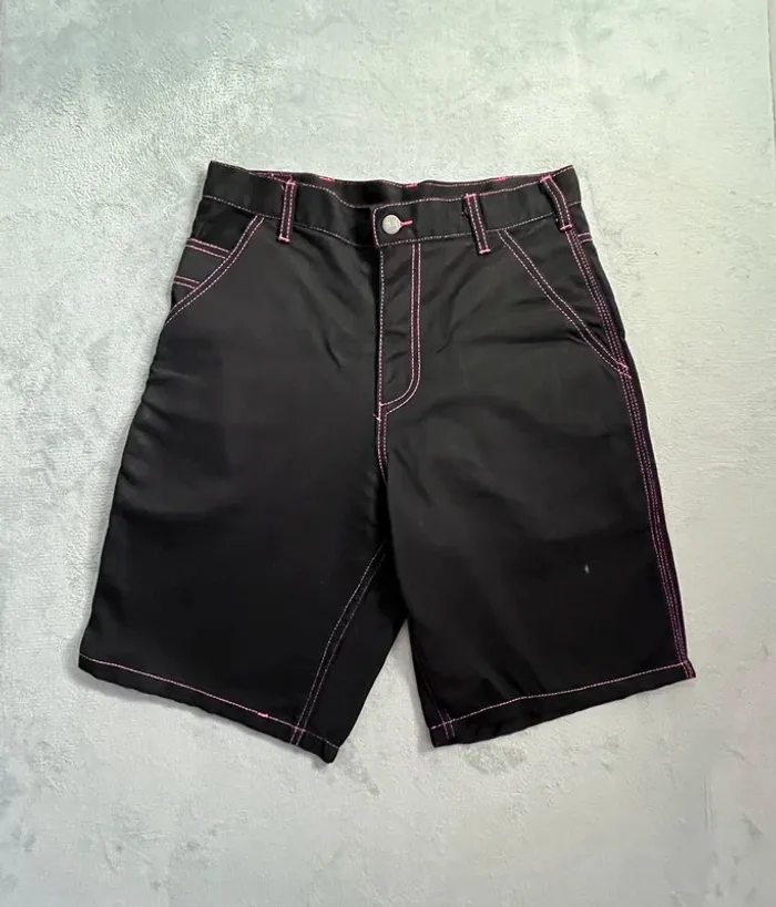 Short/Jort Stussy Black Embroidered Pink Big Logo Back – Taille L - photo numéro 4