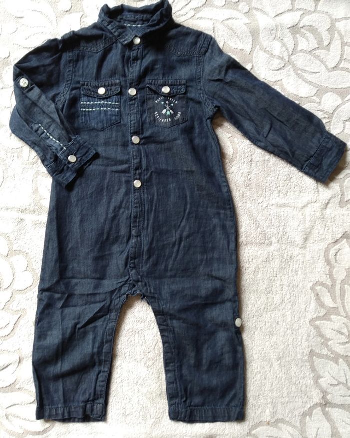 Mes petits cailloux combinaison en jean 12 mois