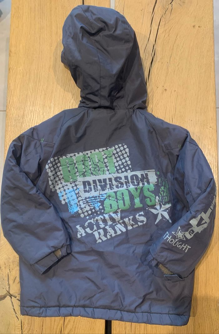 Manteau à capuche gris et vert garçon 5 ans Polochon - photo numéro 2