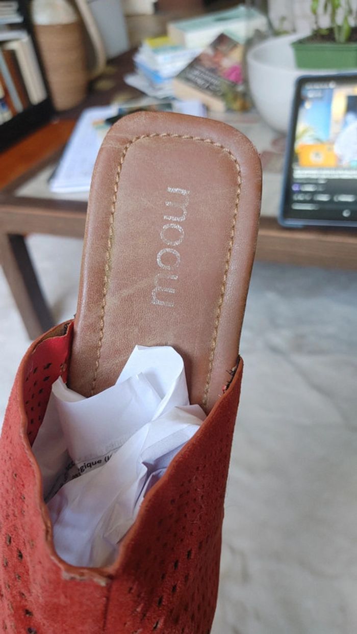 Mule plateforme en cuir daim - photo numéro 5