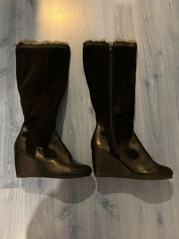 Bottes en cuir et velours compensées Ixoo
