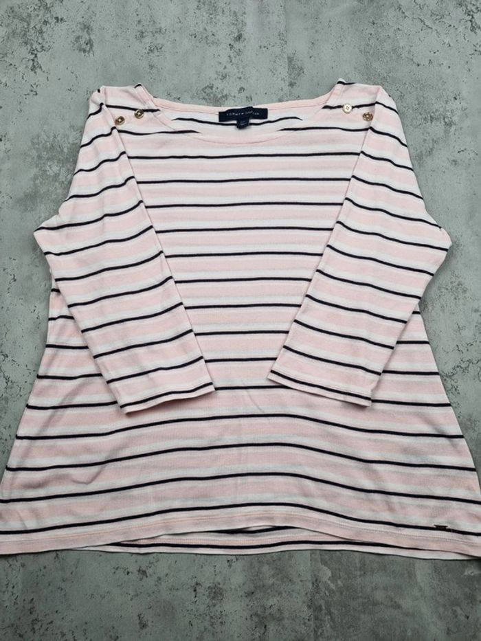 Sweat rayé Tommy Hilfiger manches 3/4 – Taille L/40 Femmes - photo numéro 3