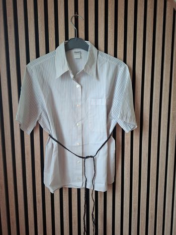 Chemise à rayures bleu et rose clair T 40