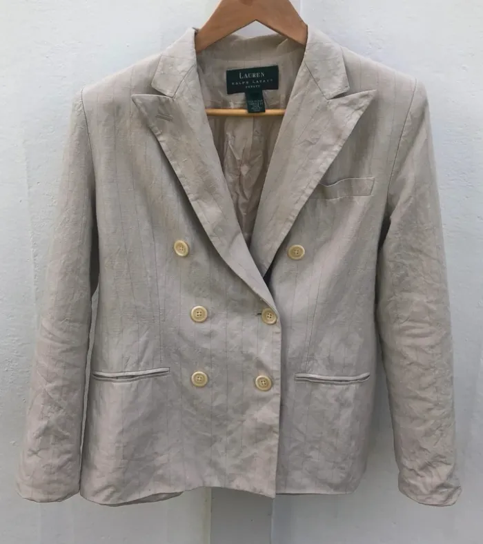 Blazer Beige Lauren Ralph Lauren en Soie et Lin - Taille S Femme