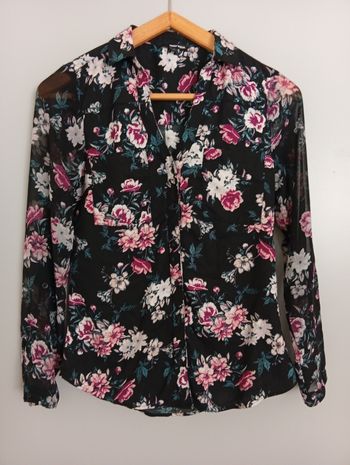 Blouse noire à fleurs t36