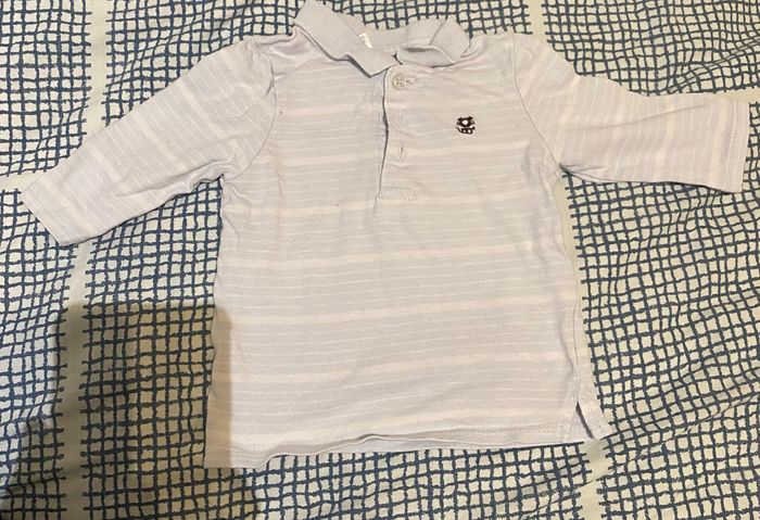 Polo à rayures bleu turquoise et blanc