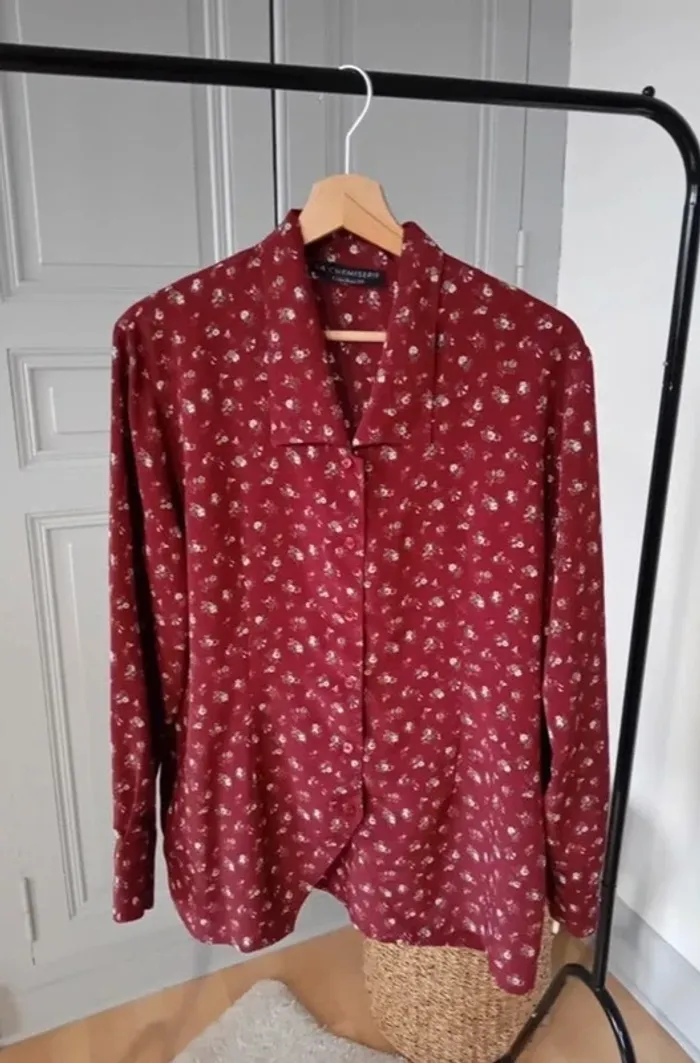 Chemise bordeaux à fleurs 🌸 Cacharel - 40