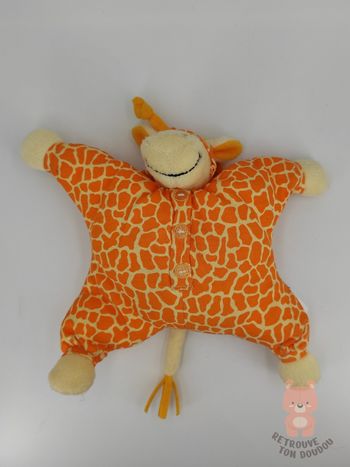 Doudou carré Girafe beige et orange bonnet de nuit