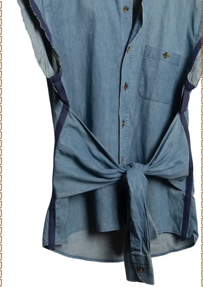 Chemise sans manches en denim upcycler Coton Society X Tilli Paris – Taille S - photo numéro 3