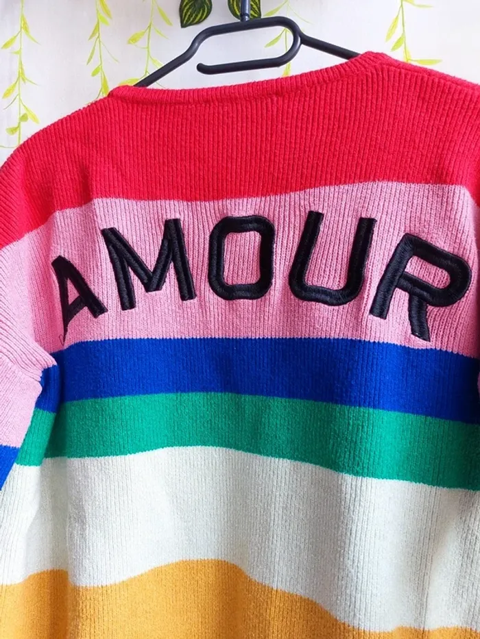 Pull col V BX – Taille unique – Multicolore – État : Excellent - photo numéro 2