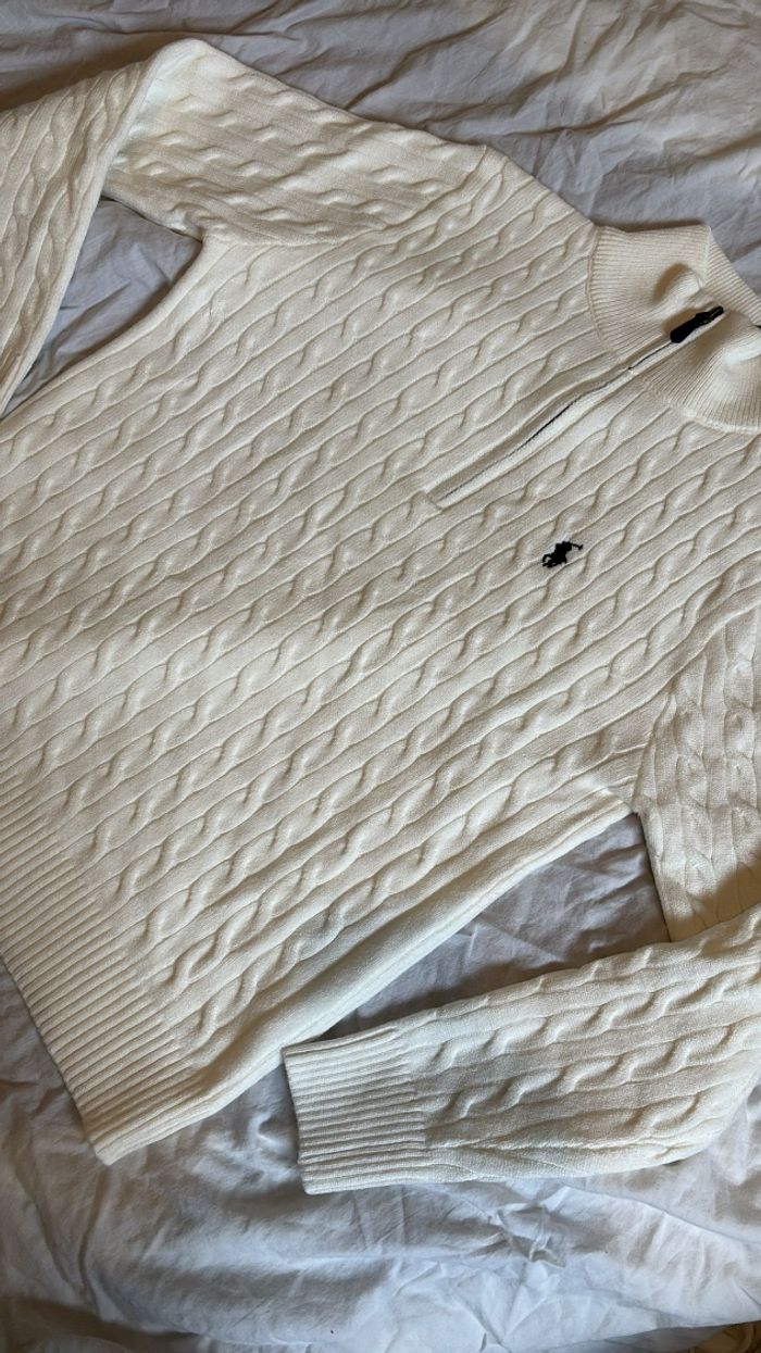 Pull torsadé Ralph Lauren blanc - photo numéro 2