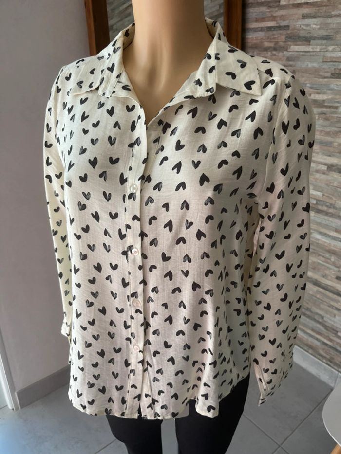 Chemise écru cœurs noirs - photo numéro 3