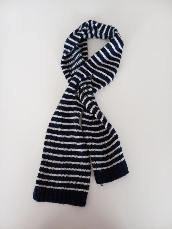 Écharpe enfant bleu marine et blanc