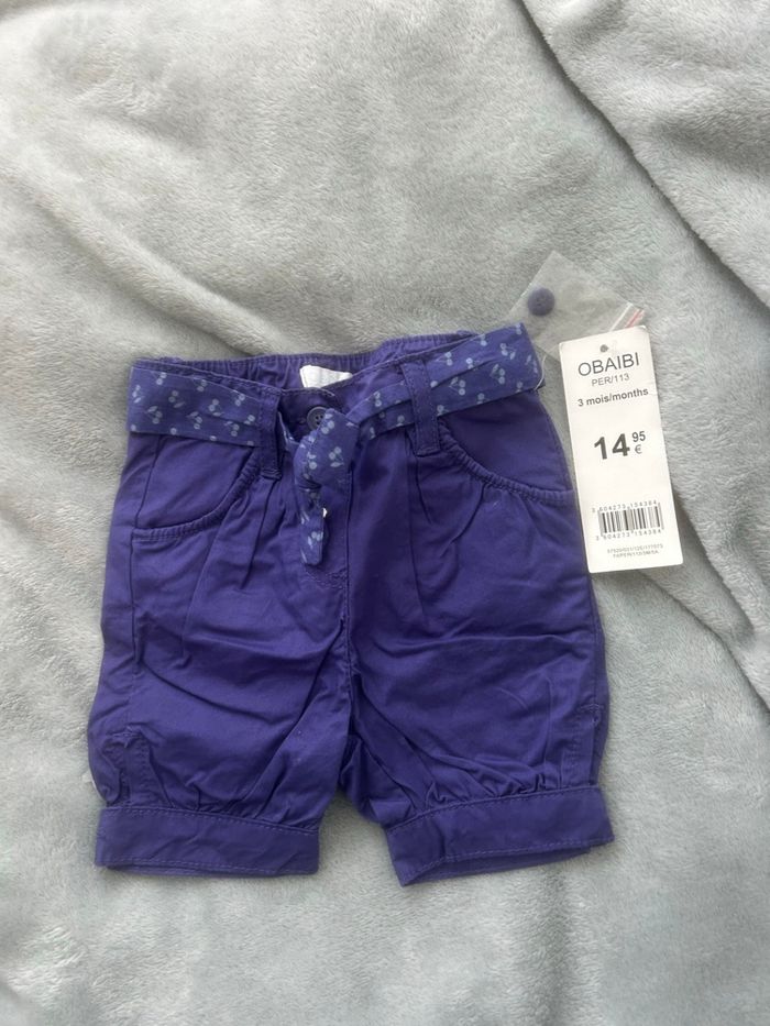 Short bébé fille 3 mois obaibi neuf étiqueté - photo numéro 3