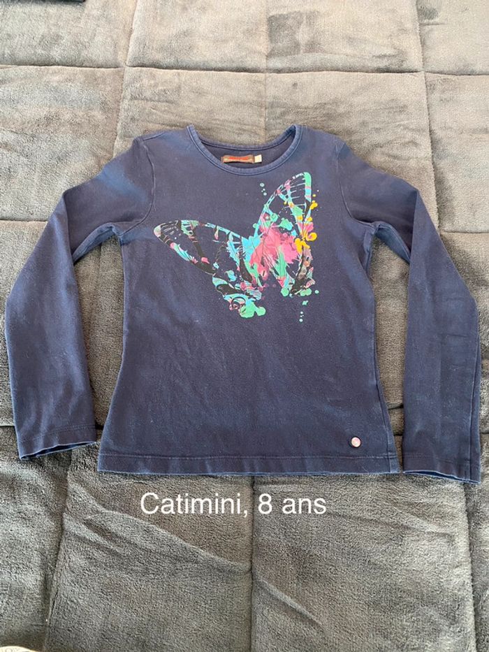 Tee shirt marine papillon catimini 8ans