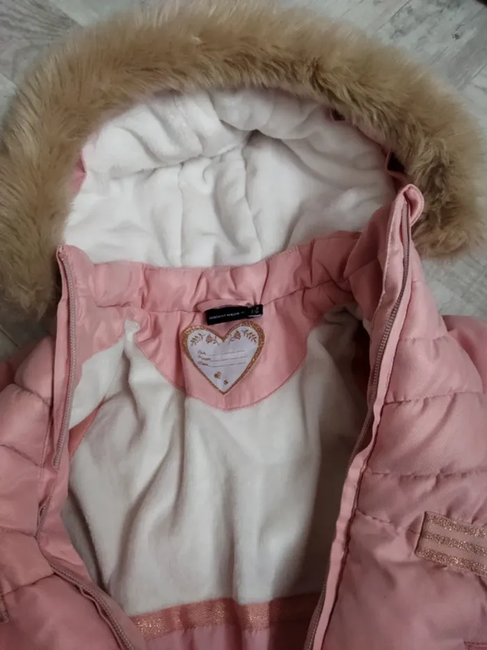 Manteau hiver chaud, doudoune rose sergent major 2 ans - photo numéro 2