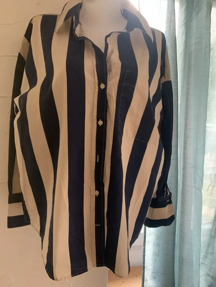 Chemise Zara oversize bleu et crème taille XL