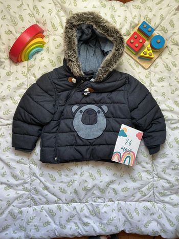 doudoune à capuche avec fourrure doublée polaire marine 23 mois obaibi