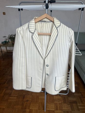 Veste blazer écrue rayée gris
