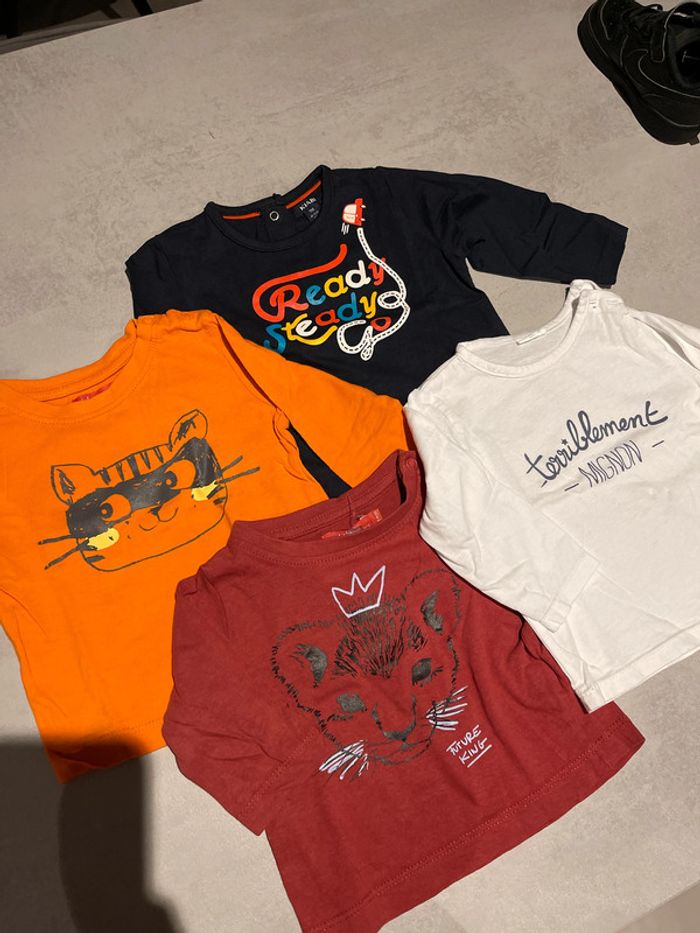 Lot de 4 t-shirt manches longues 9 mois