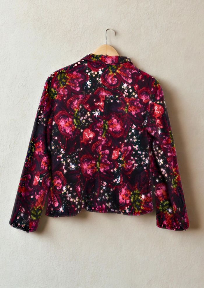 Veste en jean imprimé fleurs Vintage• Denim Jacket floral print Léa Kanth Taille 42 - photo numéro 5