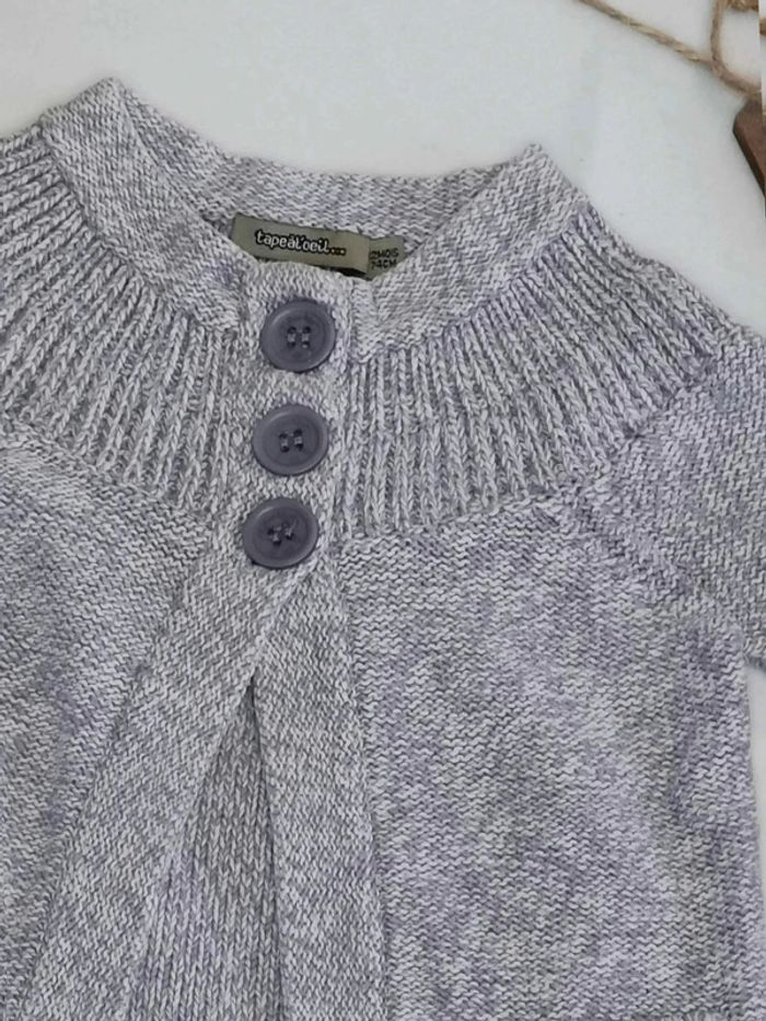 Gilet  👣 blanc et  violet  moucheté tape  à  l'œil  12mois/74cm - photo numéro 8
