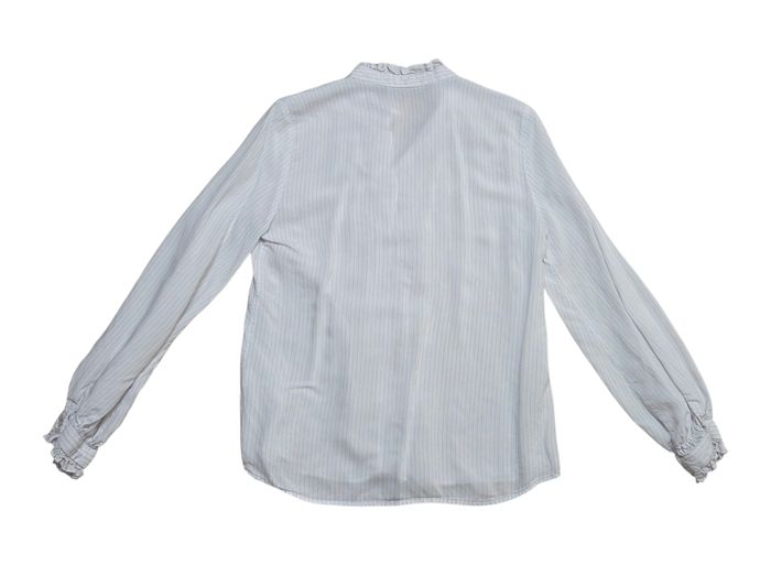 Chemisier Zara taille XS blanc à rayures en très bon état - photo numéro 2