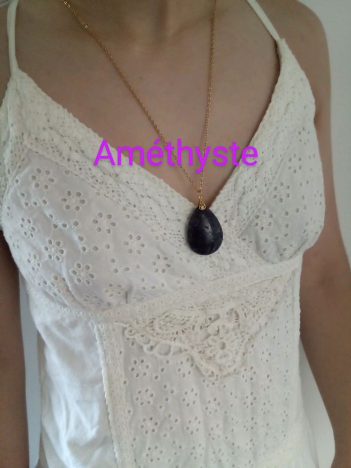 collier avec pierre d'améthyste 💜.