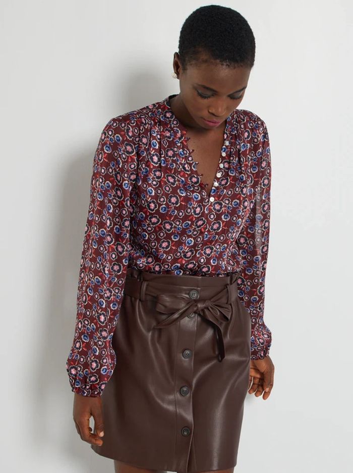 🌷 Blouse fleurie - bordeaux - Taille XS - Kiabi 🌷 - photo numéro 4