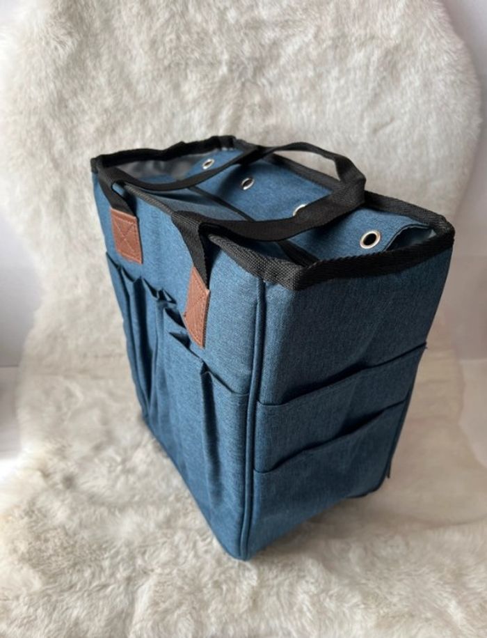 Sac rangement scrapbooking 28 x 28 x 12 cm bleu, Blue jeans - photo numéro 2