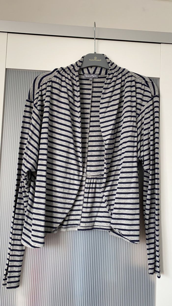 Blaser en coton bleu marine et gris Grain de Malice Taille M