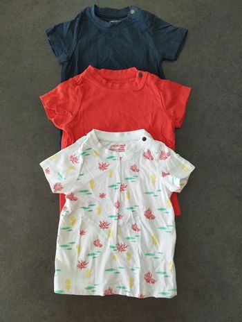 3 t-shirts manches courtes taille 9 mois